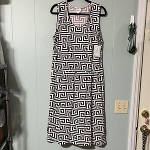 LuLaRoe Black and White Geometric Midi Dress